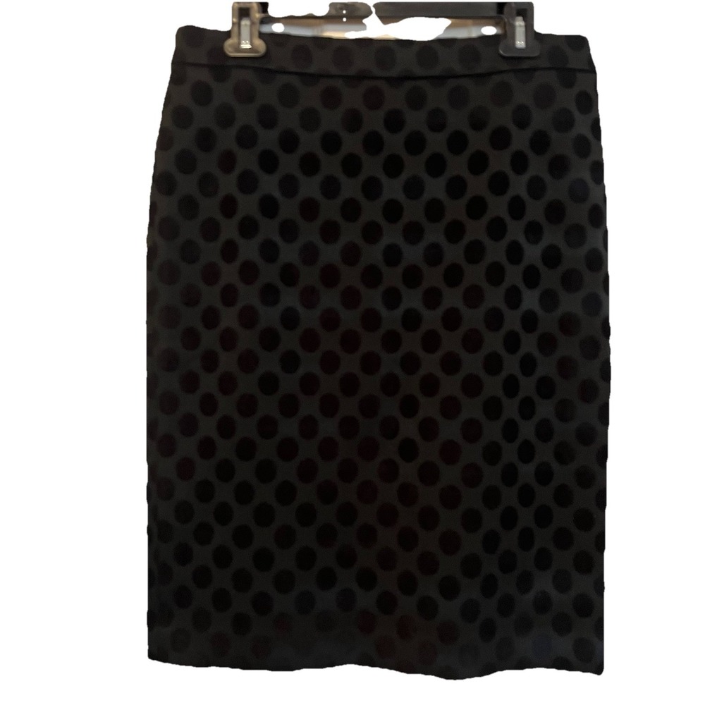 Ann Taylor Black Pencil Skirt 10  Lined Polka Dot Office Business Casual NWT!